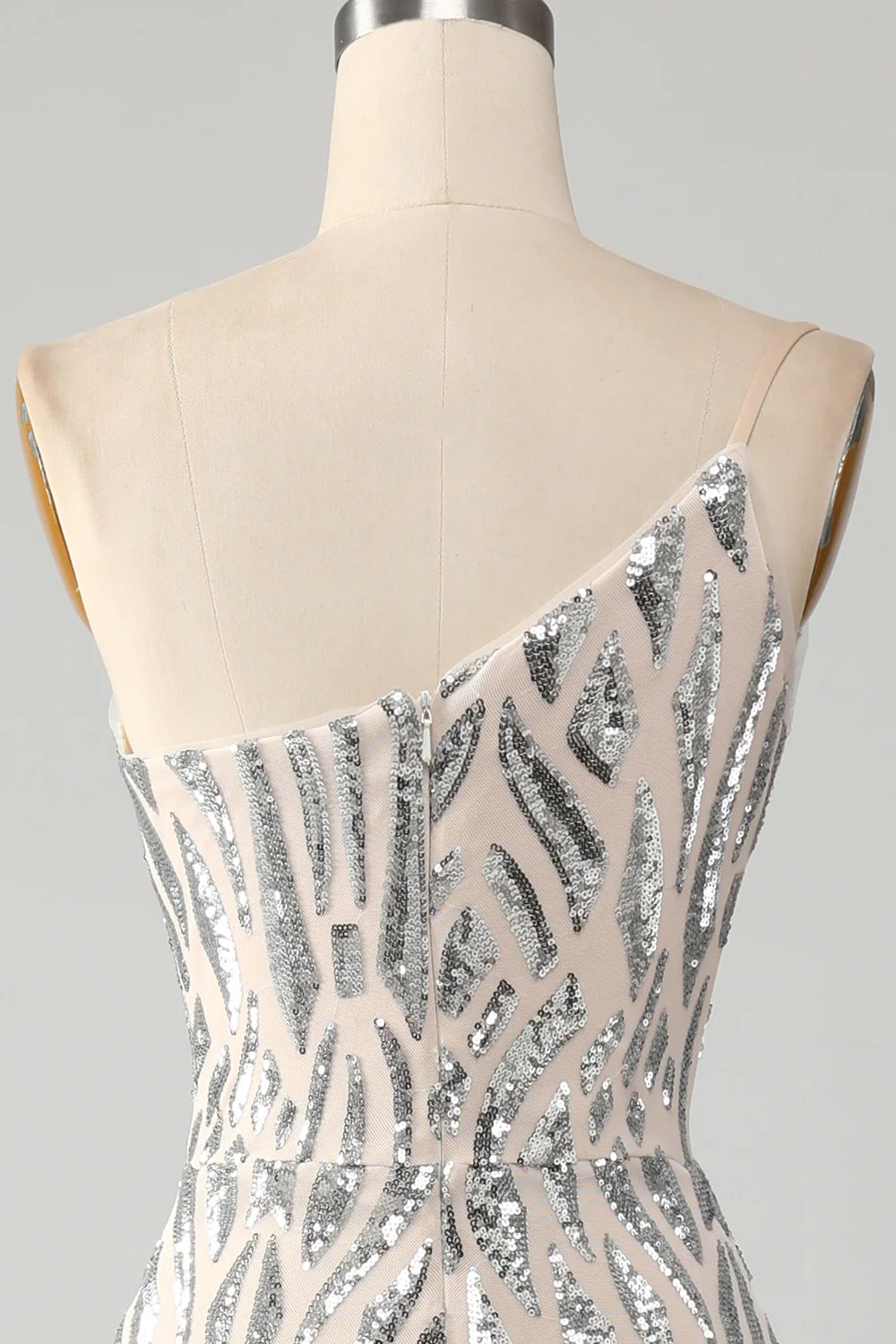 Sparkling and sexy mermaid one shoulder dark green sequin long ball dress