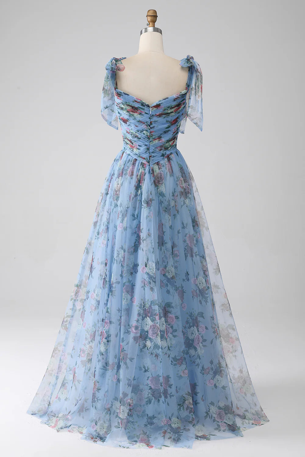 A-line Sweet Lavender Print Adjustable Strap Long Ball Dress