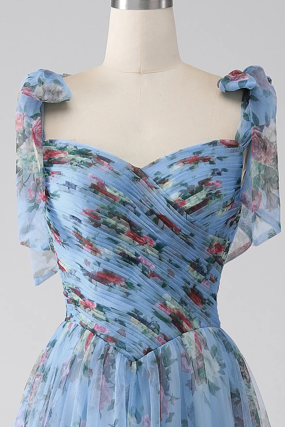A-line Sweet Lavender Print Adjustable Strap Long Ball Dress