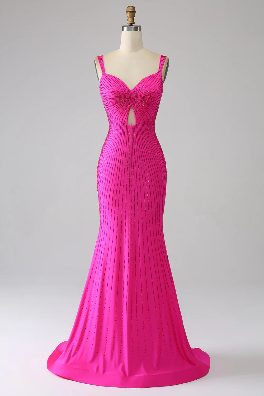 Sparkling and Beautiful Mermaid Hot Pink Hollow Ball Dress