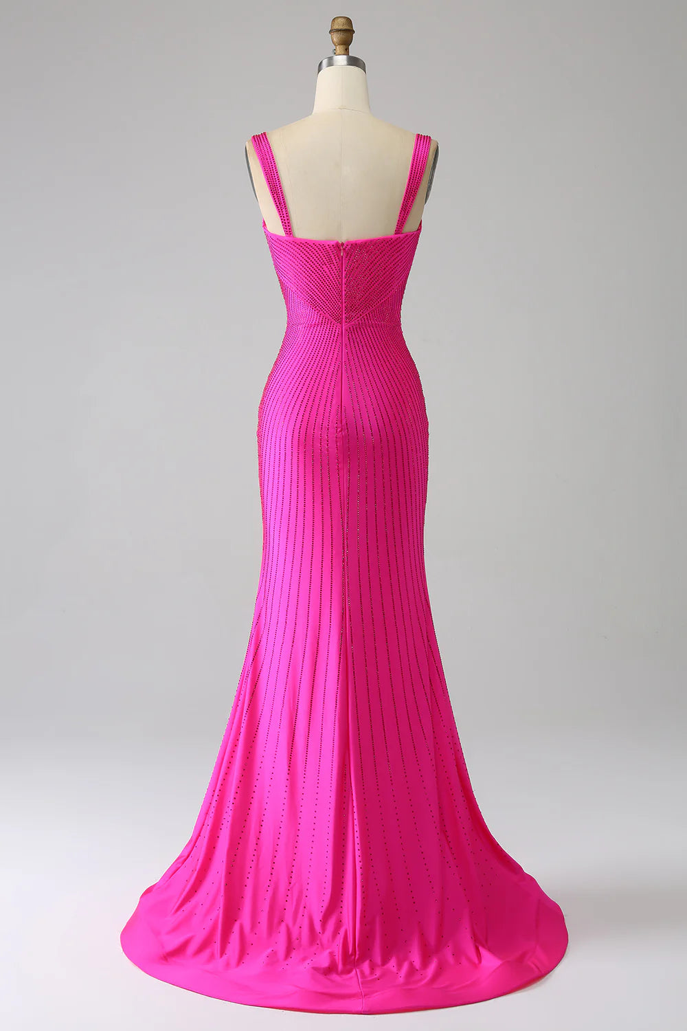 Sparkling and Beautiful Mermaid Hot Pink Hollow Ball Dress