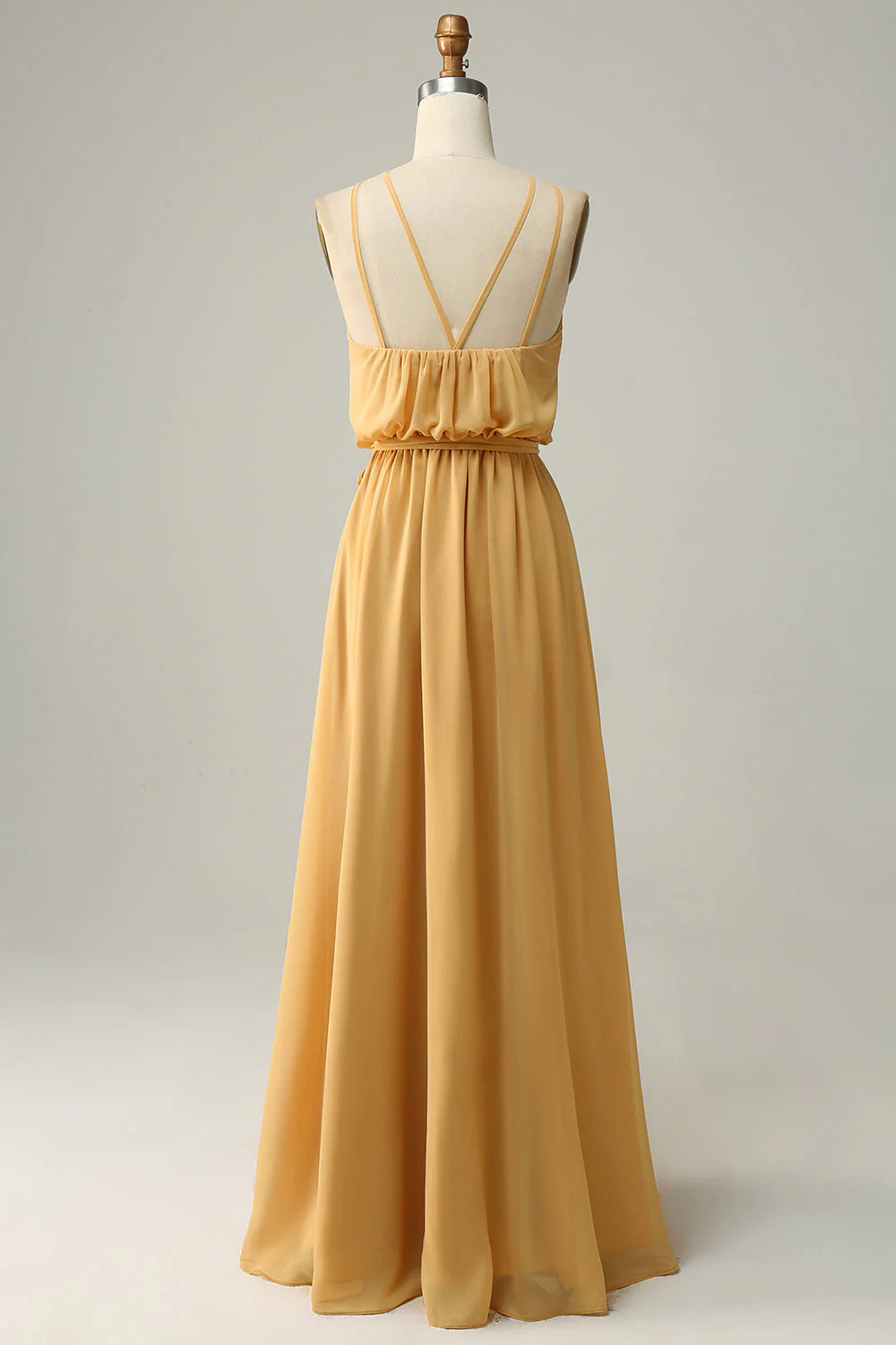 A Line Halter Long Bridesmaid Dress with Bowknot