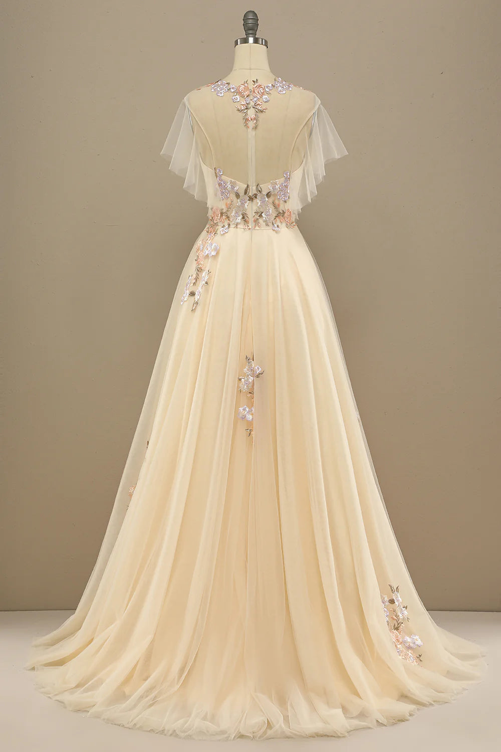 Elegant yellow formal dress with embellishments for ball and cocktail parties