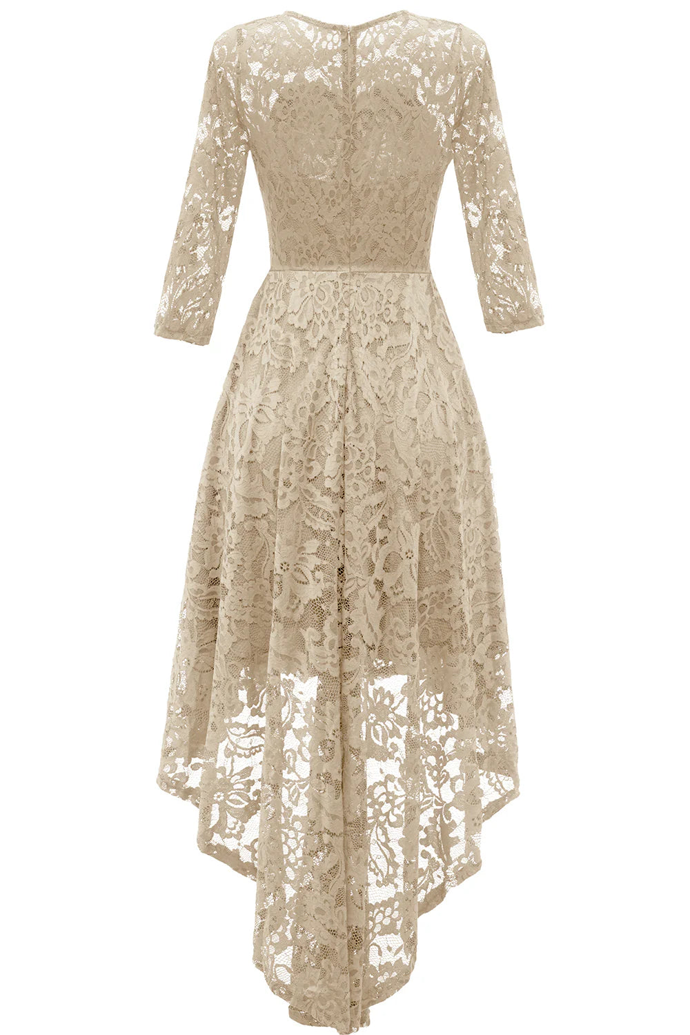 Red back hem high and low lace formal party dress