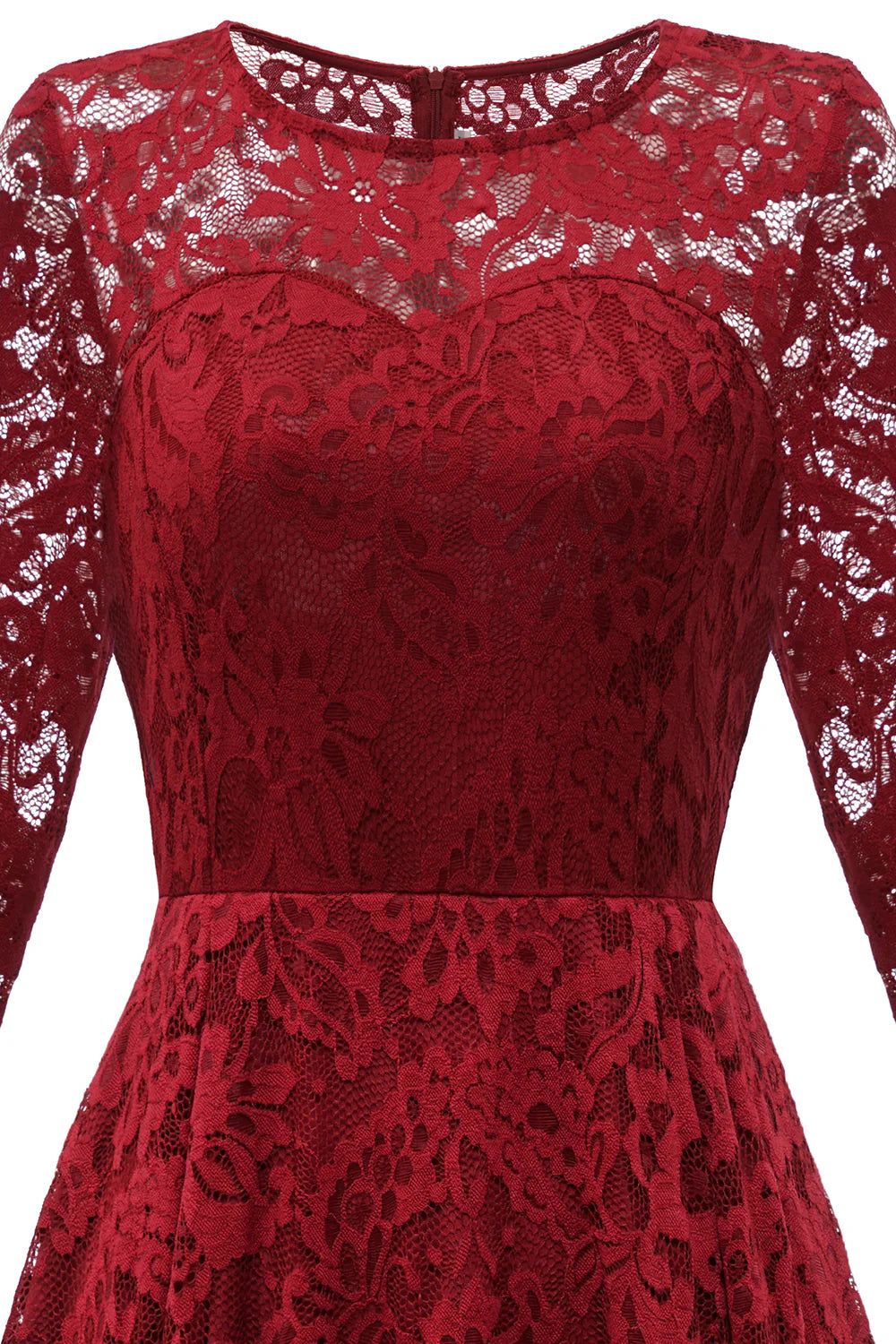 Red back hem high and low lace formal party dress