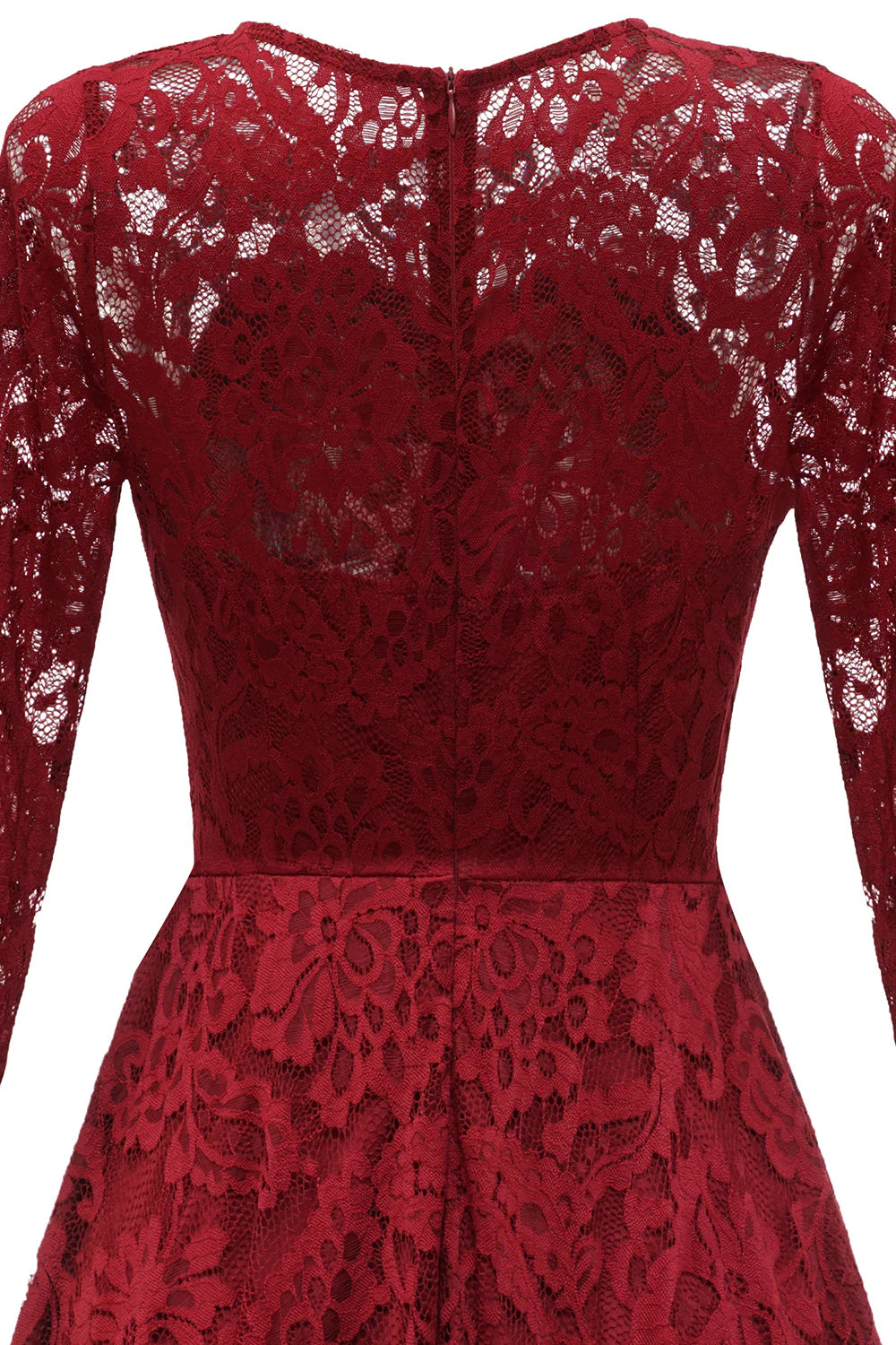 Red back hem high and low lace formal party dress
