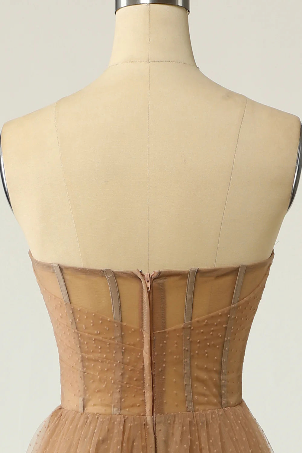 High end khaki polka dot Corset ball slim fit formal dress