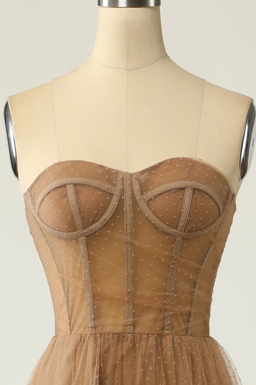 High end khaki polka dot Corset ball slim fit formal dress