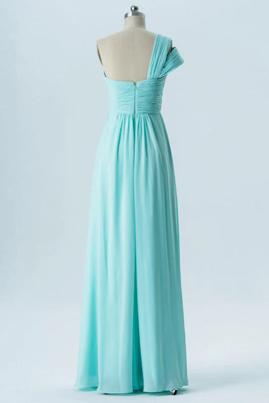 One-Shoulder Double Straps Bridesmaid Dress