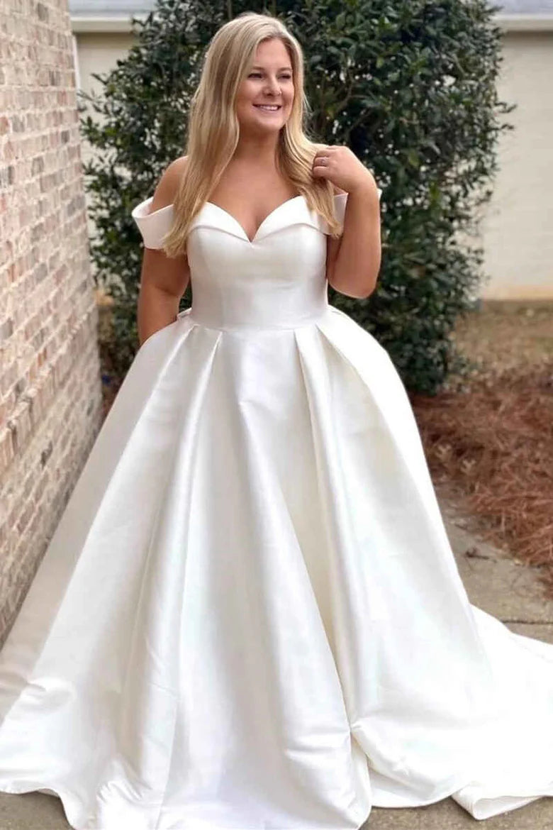 White Off-the-Shoulder Bridal Gown