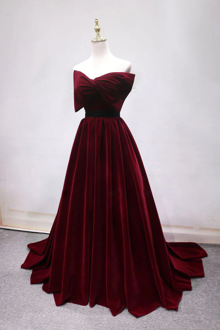 Simple burgundy long prom dressburgundy long prom dress