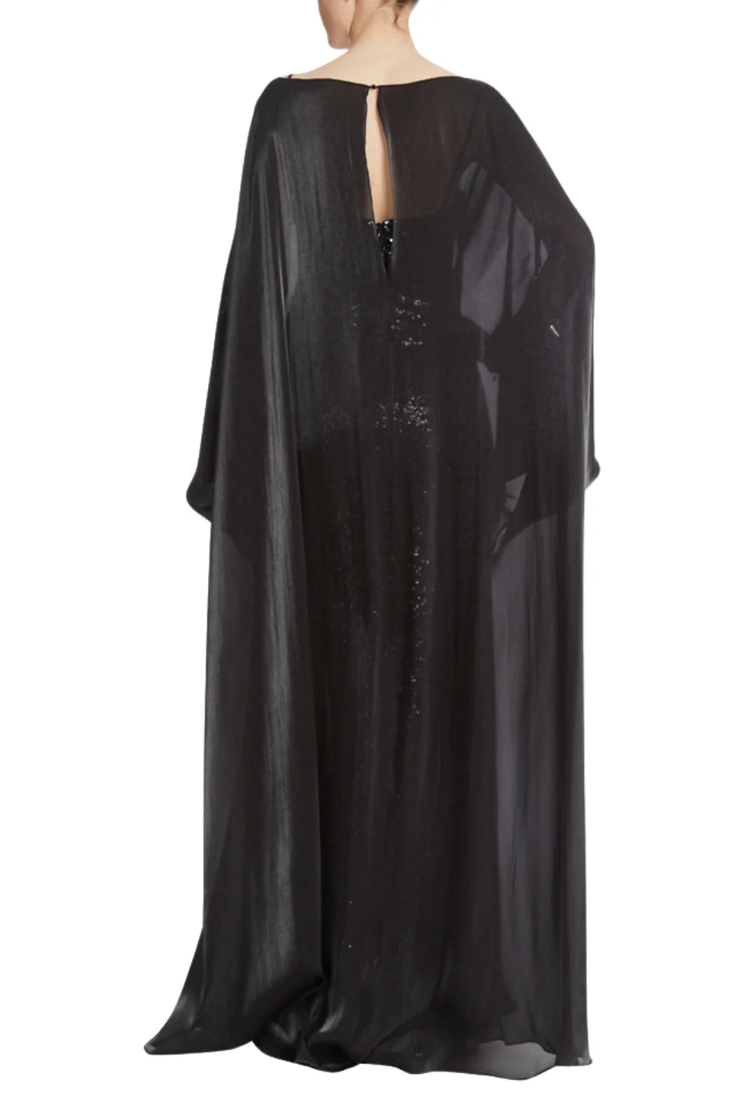 Badgley Mischka Flowy Long-Sleeved Charcoal Mother of the Bride Dresses