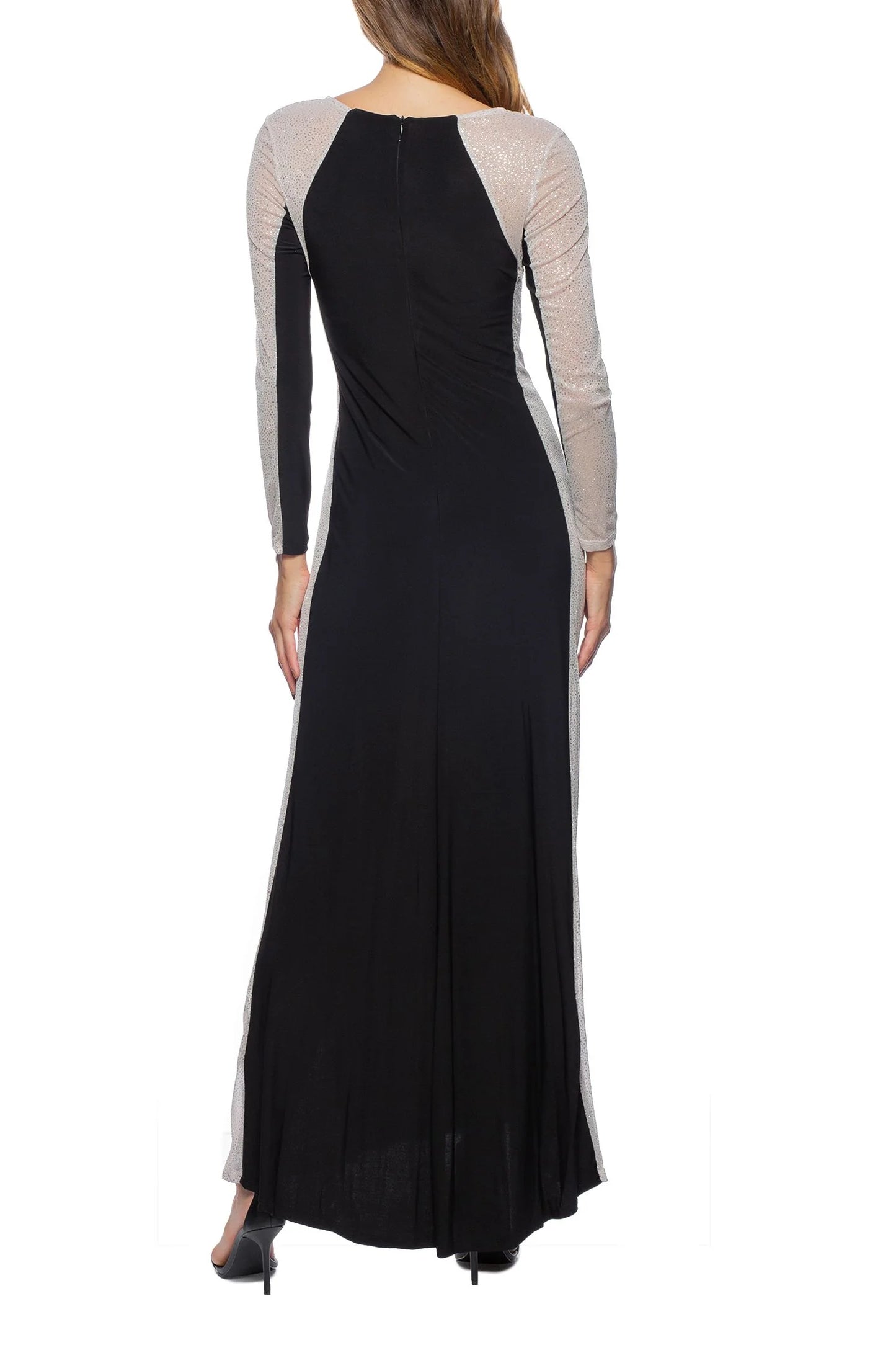 Long Embellished Chiffon Sleeves and Side Panel Zipper Back Mother of the Bride Dresses