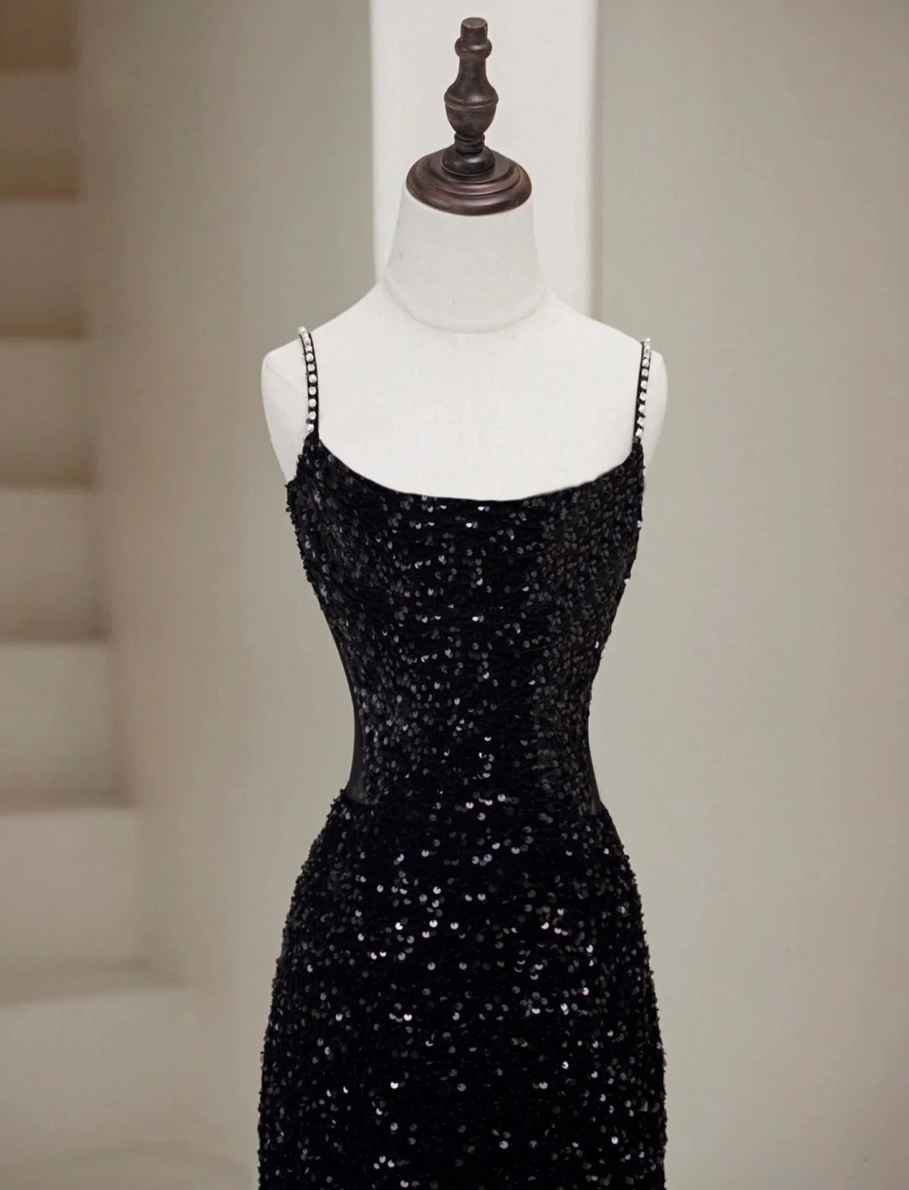 Black Mermaid Sequin Long Evening Dress Black Formal Dress