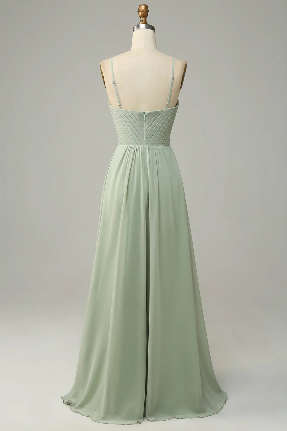 A Line Spaghetti Straps Chiffon Bridesmaid Dress with Sleeveless