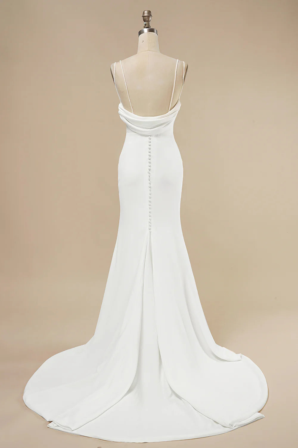 White Mermaid Boho Wedding Dress with Ruffles