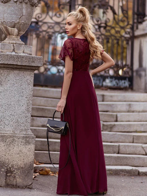 Brilliant sequin printed women's sleeveless evening dress