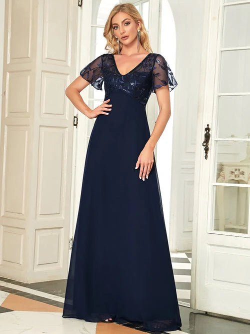 Brilliant sequin printed women's sleeveless evening dress