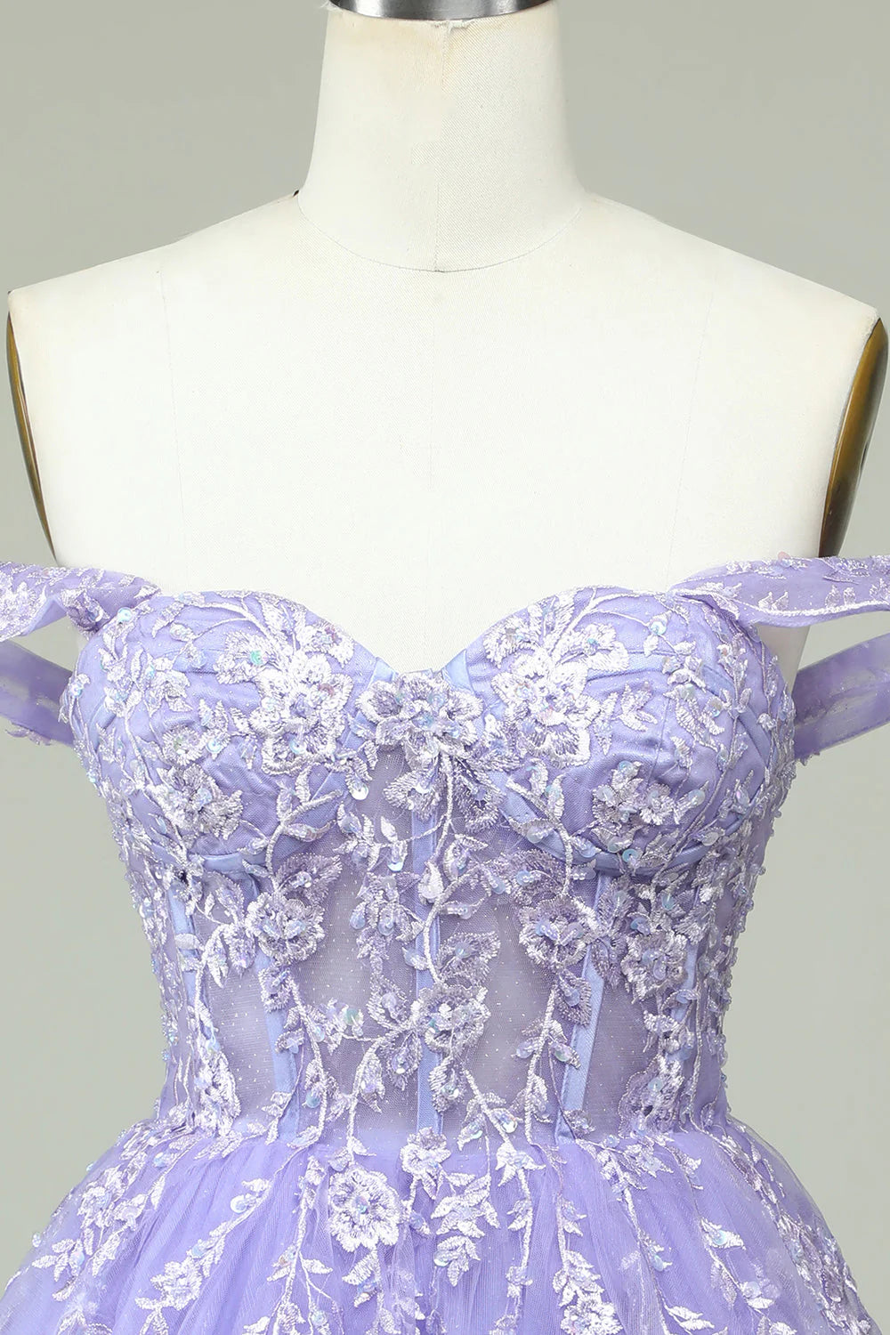 A Line Off the Shoulder Corset Short Homecoming Dress