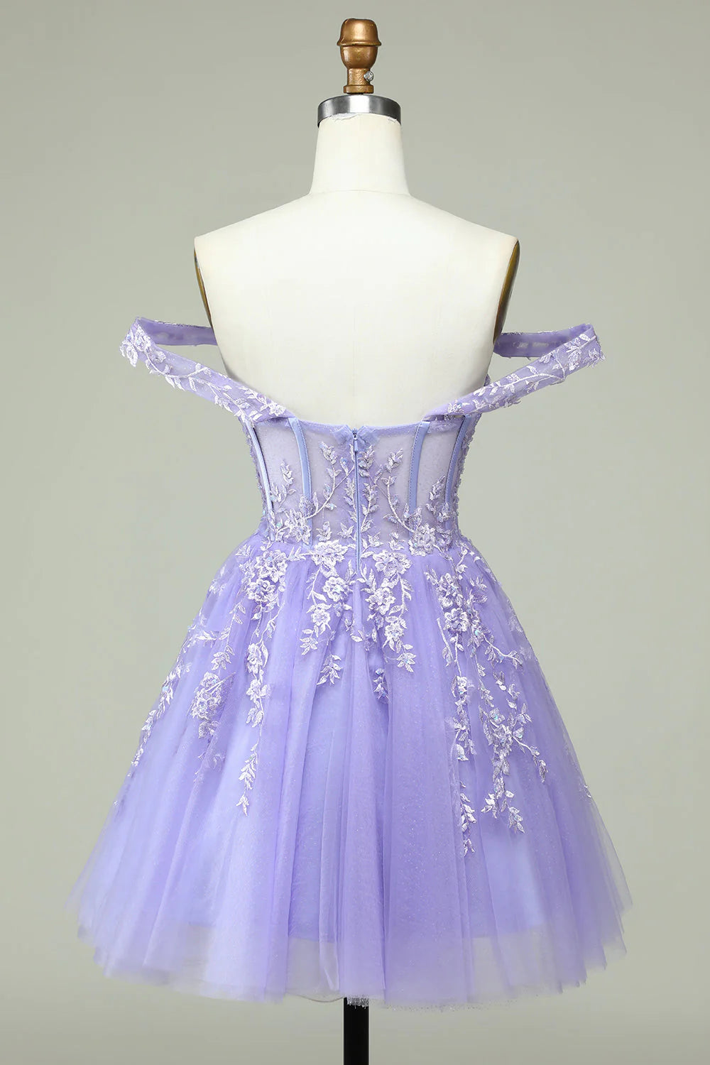A Line Off the Shoulder Corset Short Homecoming Dress