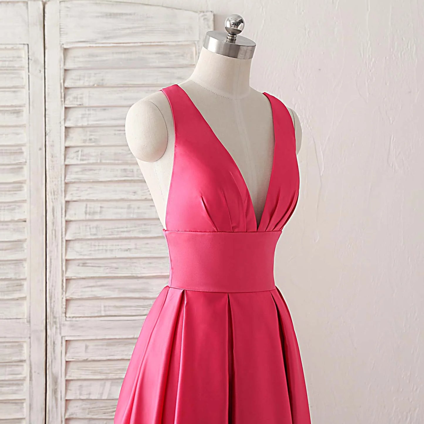 V Neck Long Prom Dress Backless Evening Dress