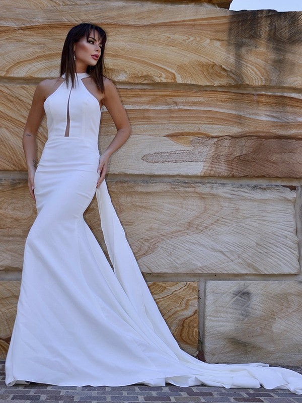 Speaker Mermaid Halter Sleeveless Elastic Court Dress