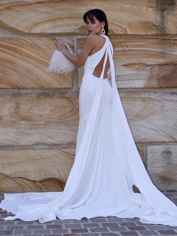 Speaker Mermaid Halter Sleeveless Elastic Court Dress