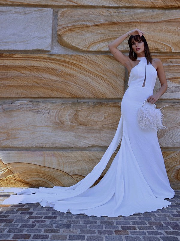 Speaker Mermaid Halter Sleeveless Elastic Court Dress