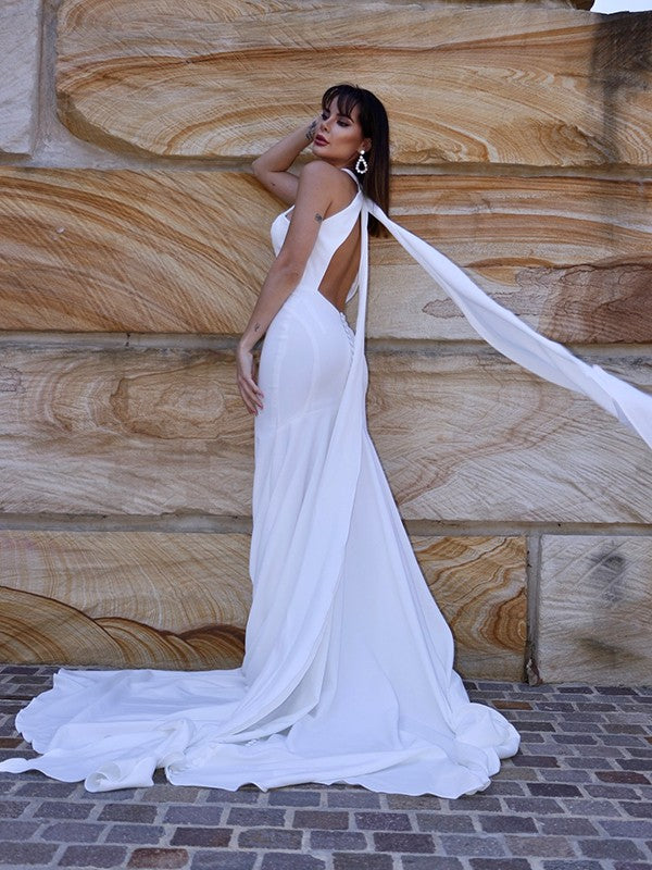 Speaker Mermaid Halter Sleeveless Elastic Court Dress