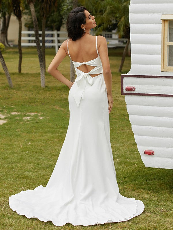 Skirt elastic crepe pleated fine shoulder strap sleeveless sweeping strapless wedding dress