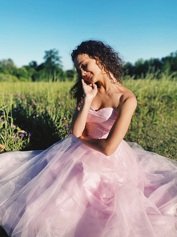 A-line Princess sheer sweet sleeveless ruffled edge dress