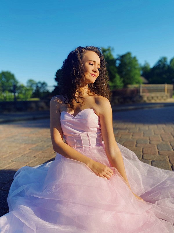 A-line Princess sheer sweet sleeveless ruffled edge dress