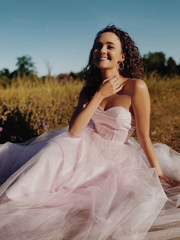 A-line Princess sheer sweet sleeveless ruffled edge dress
