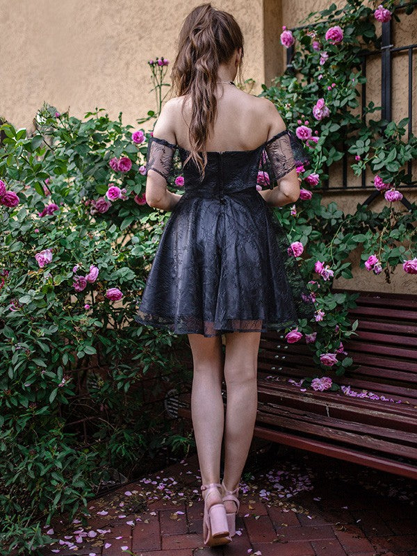 Princess Off Shoulder Sleeveless Short Mini Chiffon Back to School Dress
