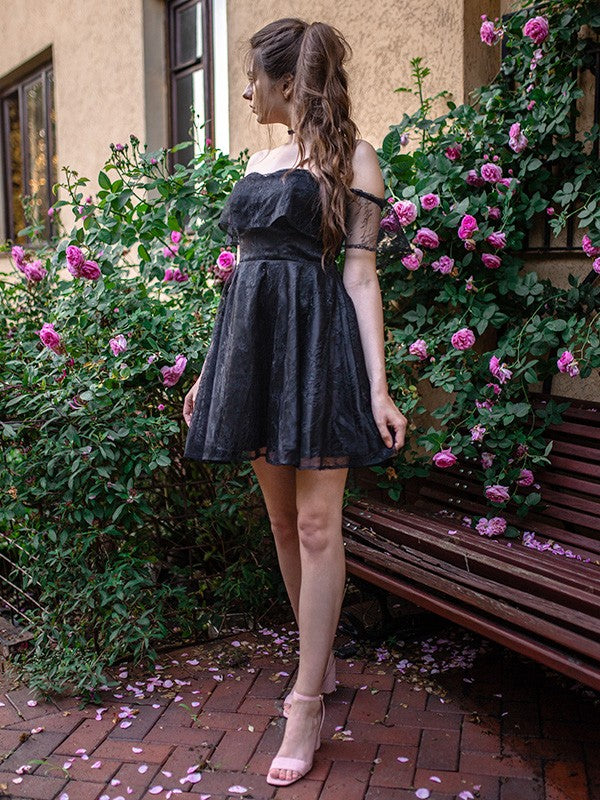 Princess Off Shoulder Sleeveless Short Mini Chiffon Back to School Dress
