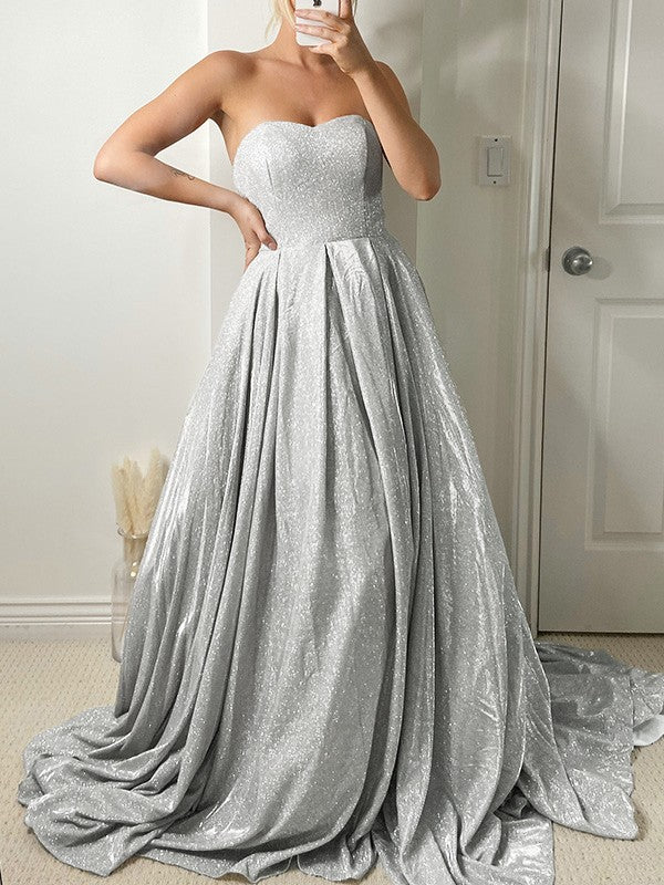 Ball Gown Ruffles Sleeveless Sequins Sweetheart Elegant Sweetheart Dress