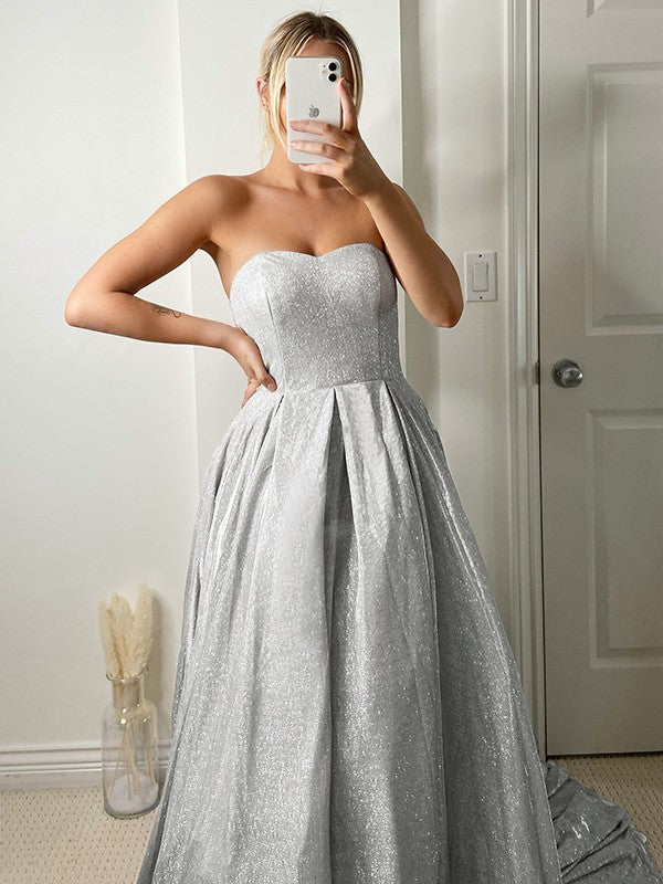 Ball Gown Ruffles Sleeveless Sequins Sweetheart Elegant Sweetheart Dress