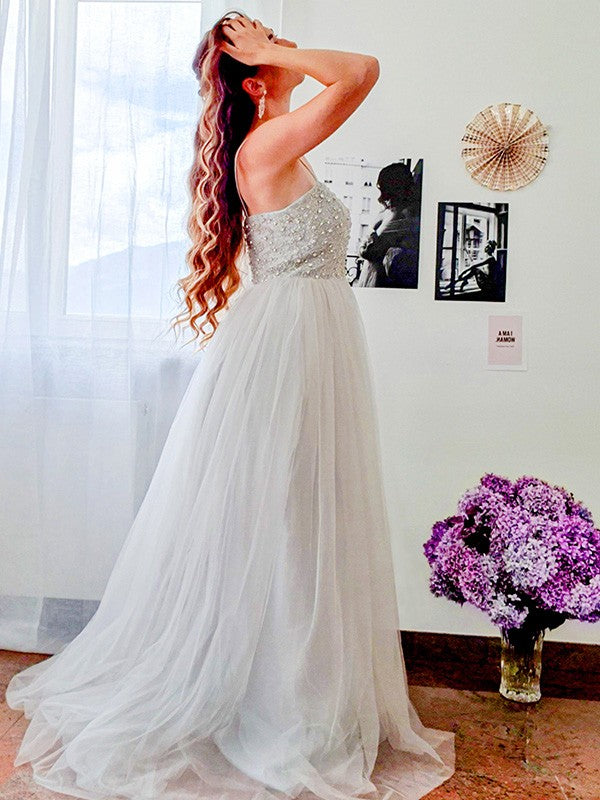 A-line Princess Sleeveless Italian Noodle Sexy Strap Dress