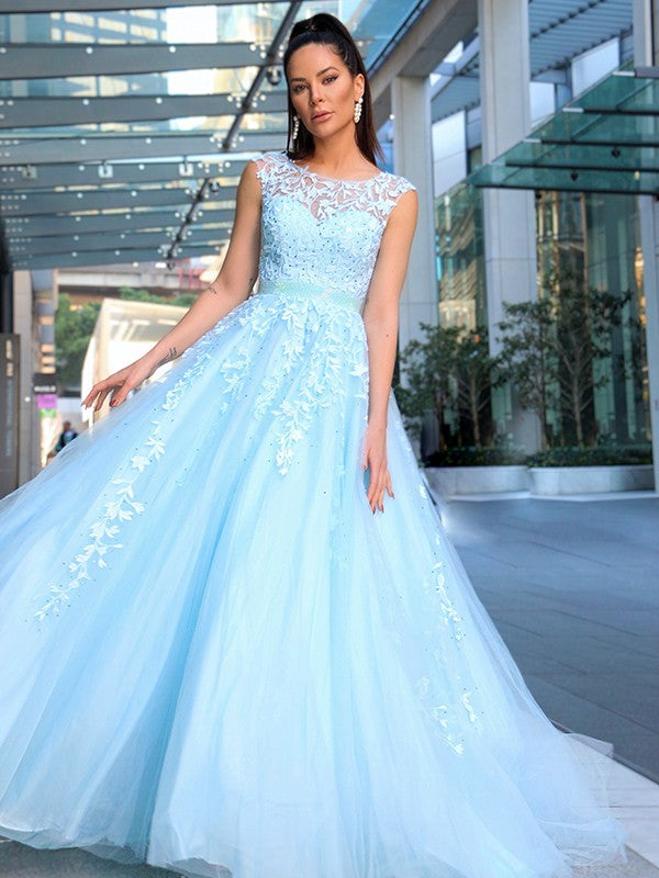 A-line Sweet Princess Dress Sleeveless Tulle Inlaid Palace Dress