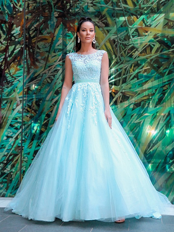 A-line Sweet Princess Dress Sleeveless Tulle Inlaid Palace Dress