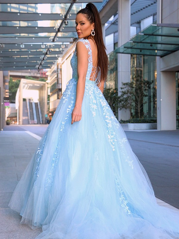 A-line Sweet Princess Dress Sleeveless Tulle Inlaid Palace Dress