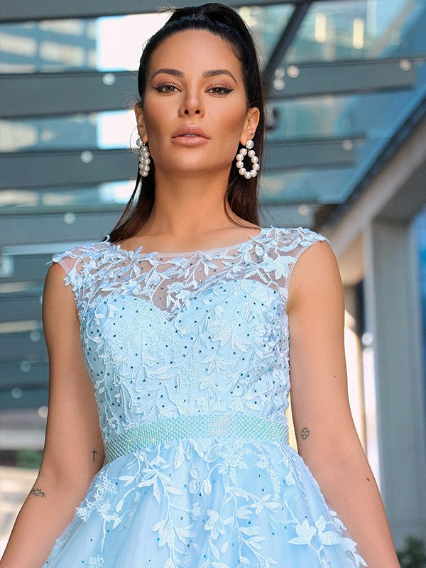 A-line Sweet Princess Dress Sleeveless Tulle Inlaid Palace Dress