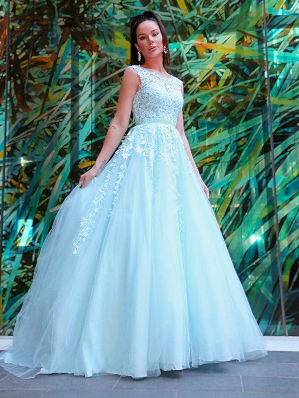 A-line Sweet Princess Dress Sleeveless Tulle Inlaid Palace Dress