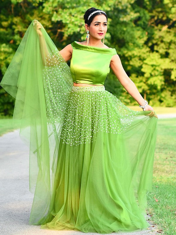 A-line Princess sheer sexy off the shoulder sleeveless floor two piece dress
