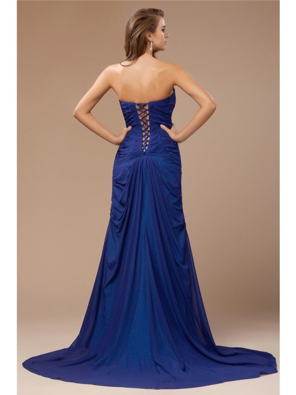 Elegant Sweetheart Beaded Sleeveless Chiffon Evening Party Dress