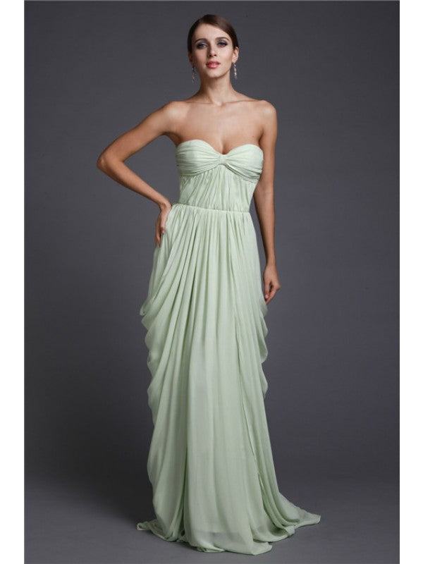 Sweet and sexy sleeveless long ruffled chiffon dress