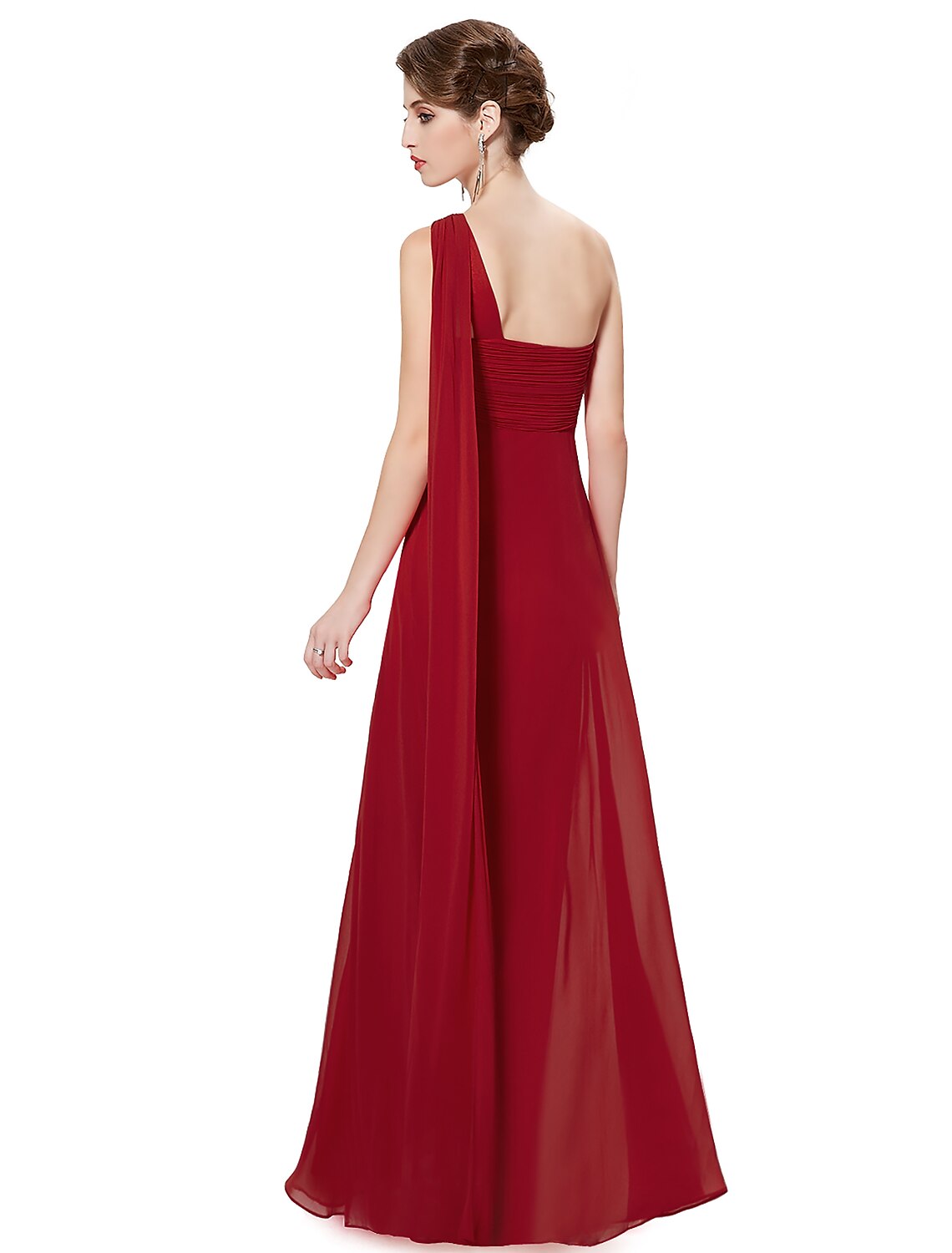A-line generous and dignified evening dress imperial wedding formal banquet for guests and floor length sleeveless one shoulder bridesmaid dress chiffon open strap pleats