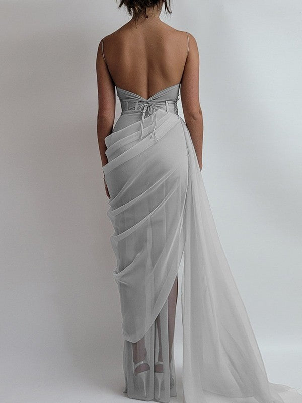 Elegant stand up collar organza pleated fine shoulder strap sleeveless sweeping floral drag dress