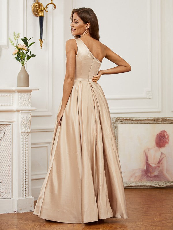 Princess style satin ruffled edge single shoulder sleeveless cocktail party and floor length skirt