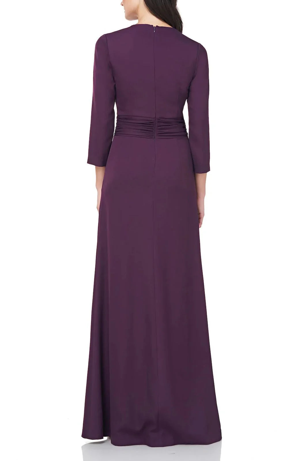 Collections V-Neck 3/4 Sleeve Twist Front Solid Stretch Crepe Mother of the Bride Dresses